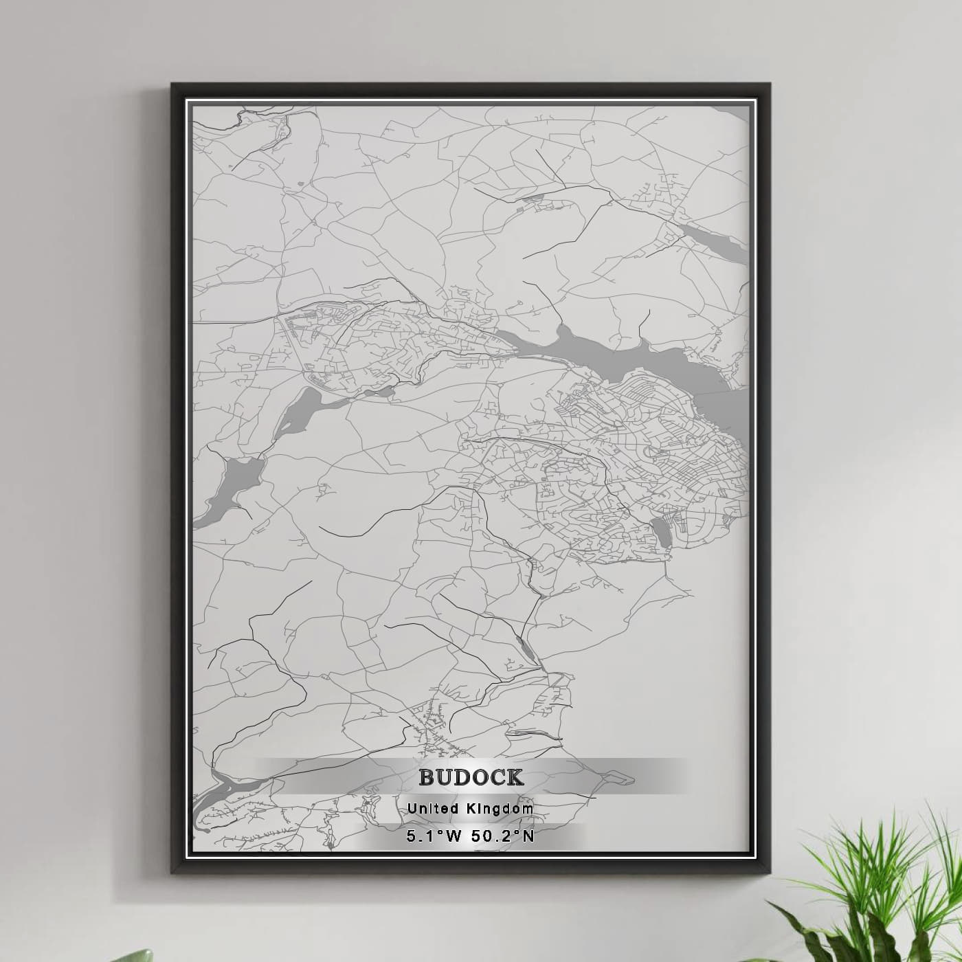 ROAD MAP OF BUDOCK, UNITED KINGDOM BY MAPBAKES