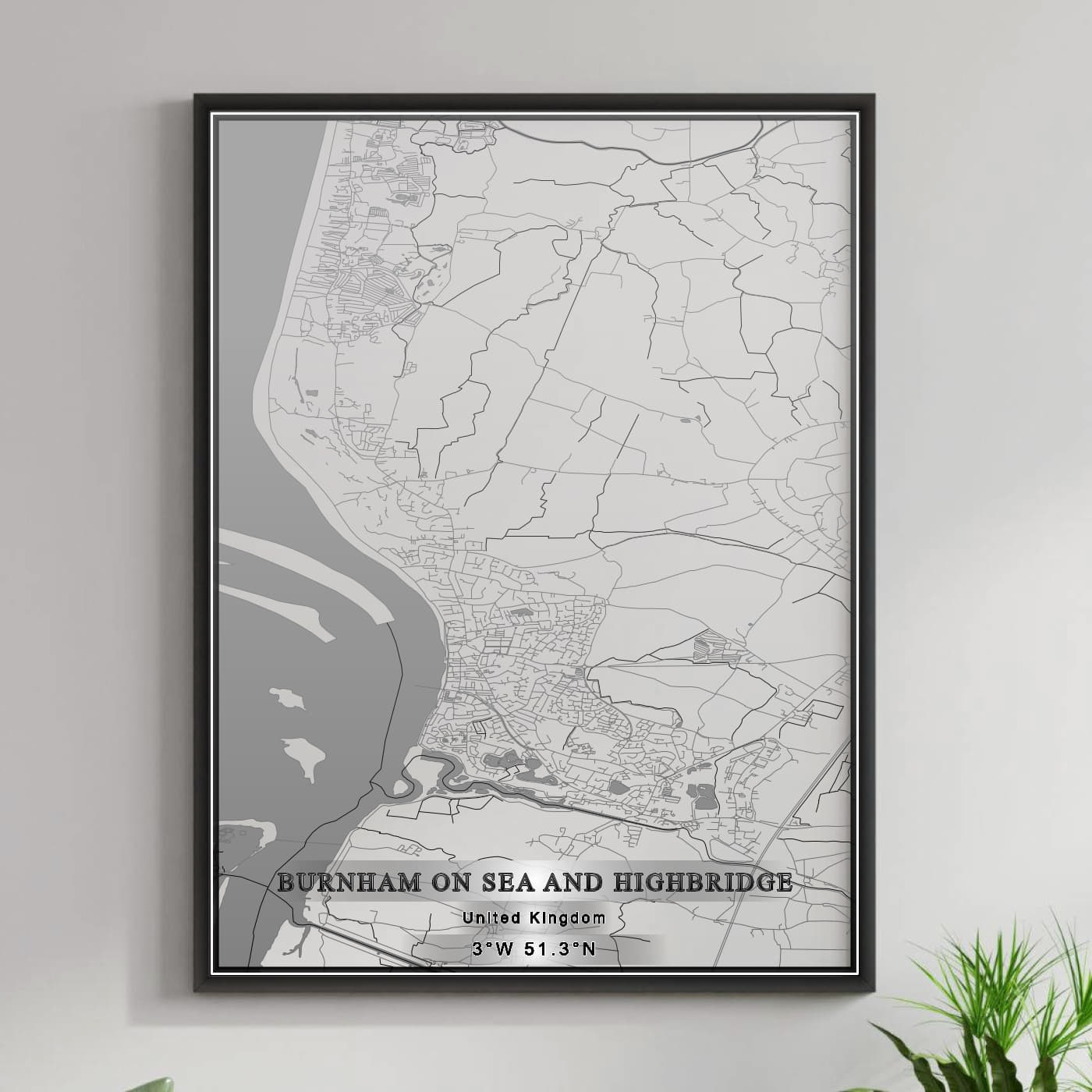 ROAD MAP OF BURNHAM ON SEA AND HIGHBRIDGE, UNITED KINGDOM BY MAPBAKES