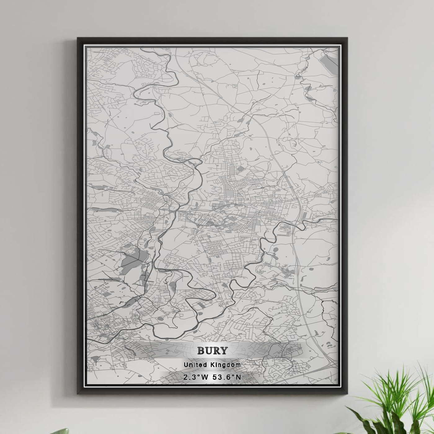 ROAD MAP OF BURY, UNITED KINGDOM BY MAPBAKES