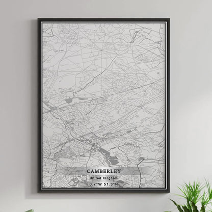 ROAD MAP OF CAMBERLEY, UNITED KINGDOM BY MAPBAKES