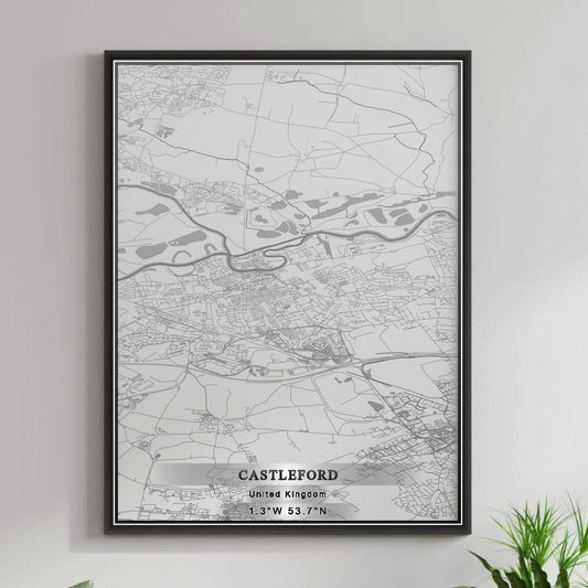 ROAD MAP OF CASTLEFORD, UNITED KINGDOM BY MAPBAKES