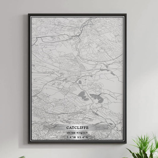 ROAD MAP OF CATCLIFFE, UNITED KINGDOM BY MAPBAKES