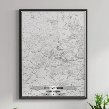 ROAD MAP OF CHELMSFORD, UNITED KINGDOM BY MAPBAKES