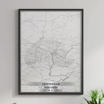 ROAD MAP OF CHIPPENHAM, UNITED KINGDOM BY MAPBAKES