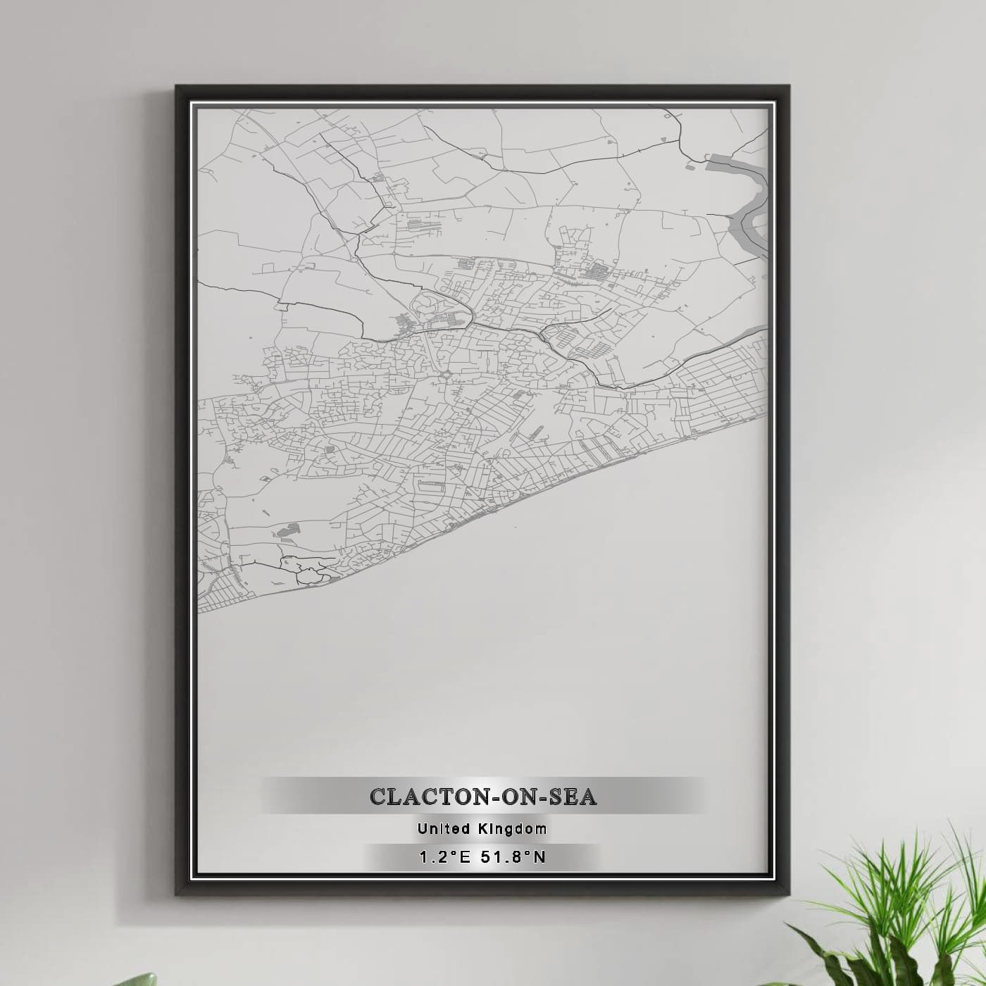 ROAD MAP OF CLACTON-ON-SEA, UNITED KINGDOM BY MAPBAKES