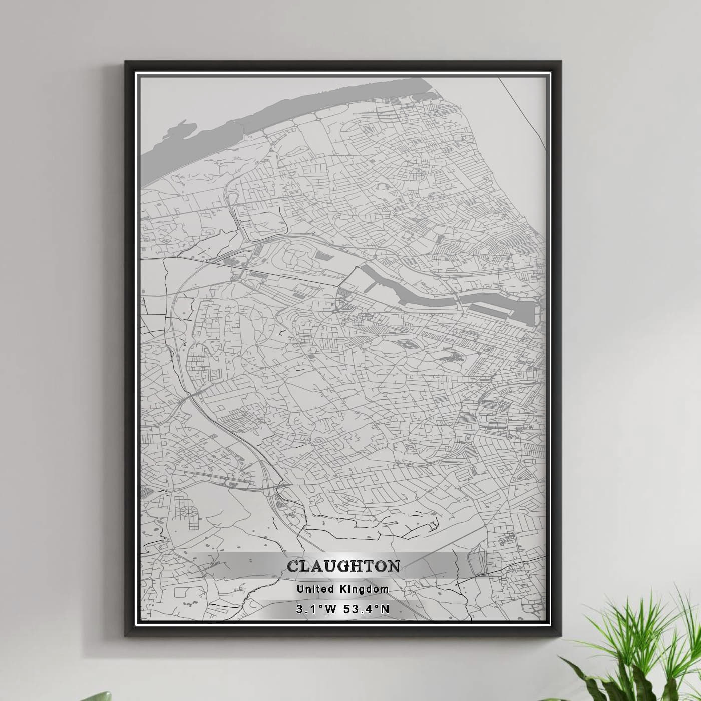 ROAD MAP OF CLAUGHTON, UNITED KINGDOM BY MAPBAKES