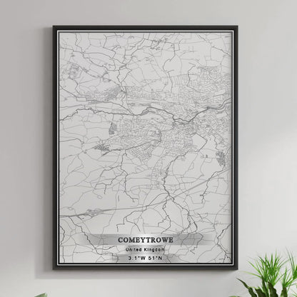 ROAD MAP OF COMEYTROWE, UNITED KINGDOM BY MAPBAKES