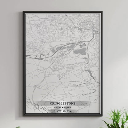 ROAD MAP OF CRIGGLESTONE, UNITED KINGDOM BY MAPBAKES