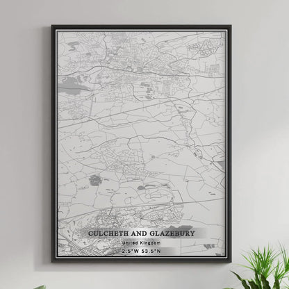 ROAD MAP OF CULCHETH AND GLAZEBURY, UNITED KINGDOM BY MAPBAKES