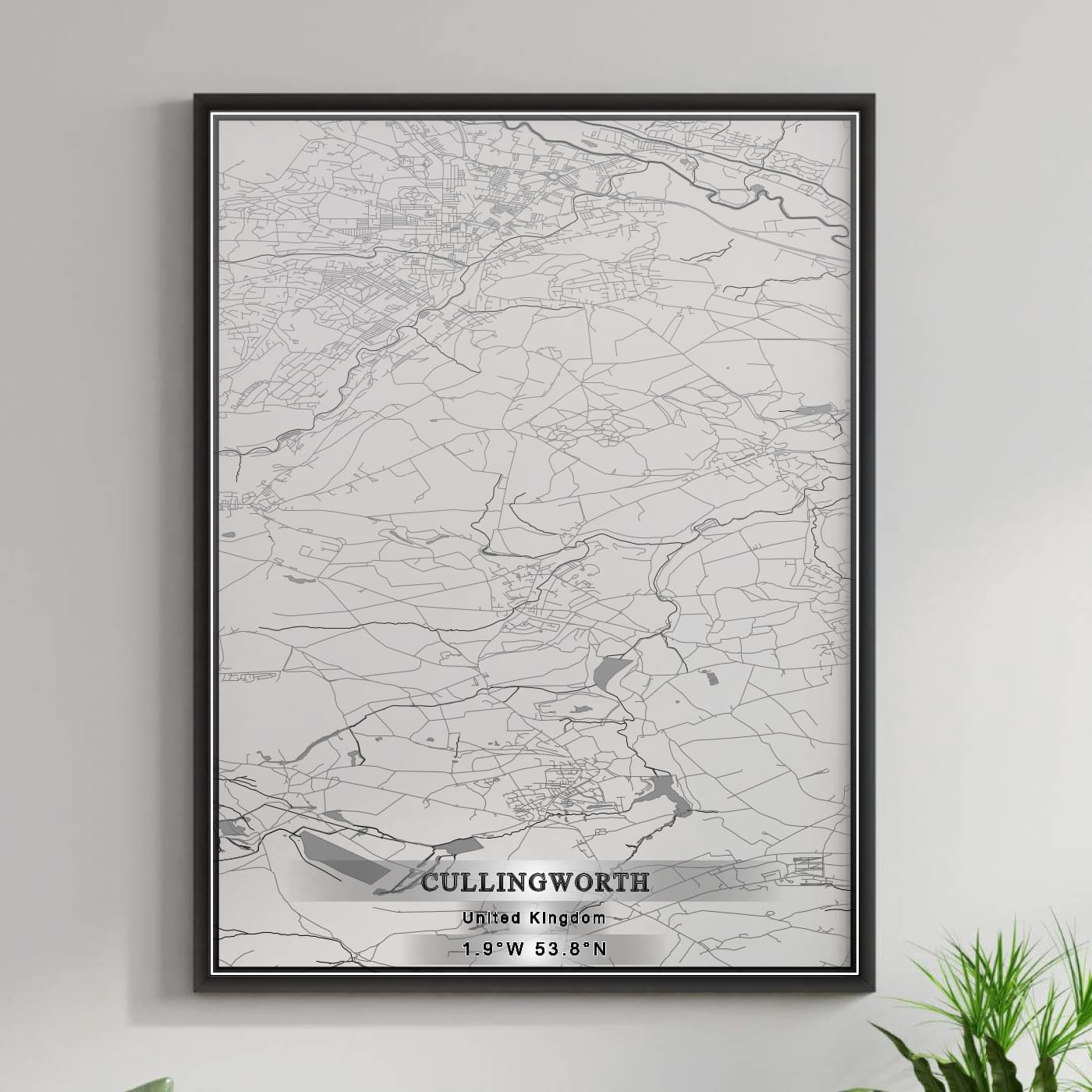 ROAD MAP OF CULLINGWORTH, UNITED KINGDOM BY MAPBAKES