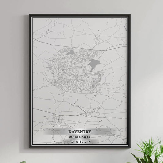 ROAD MAP OF DAVENTRY, UNITED KINGDOM BY MAPBAKES