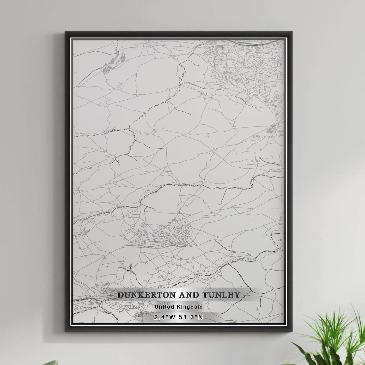 ROAD MAP OF DUNKERTON AND TUNLEY, UNITED KINGDOM BY MAPBAKES