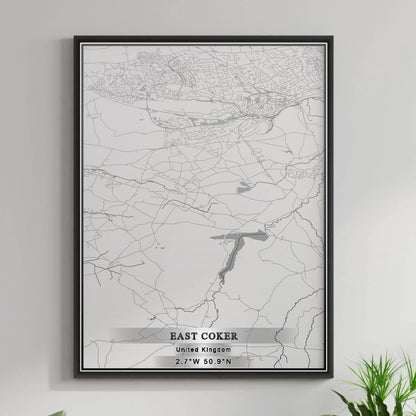 ROAD MAP OF EAST COKER, UNITED KINGDOM BY MAPBAKES