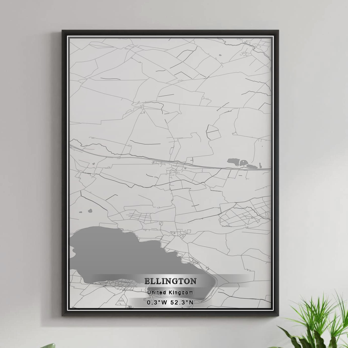 ROAD MAP OF ELLINGTON, UNITED KINGDOM BY MAPBAKES