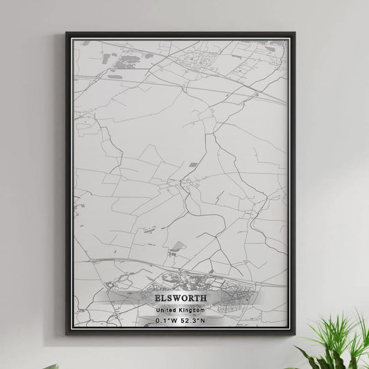 ROAD MAP OF ELSWORTH, UNITED KINGDOM BY MAPBAKES