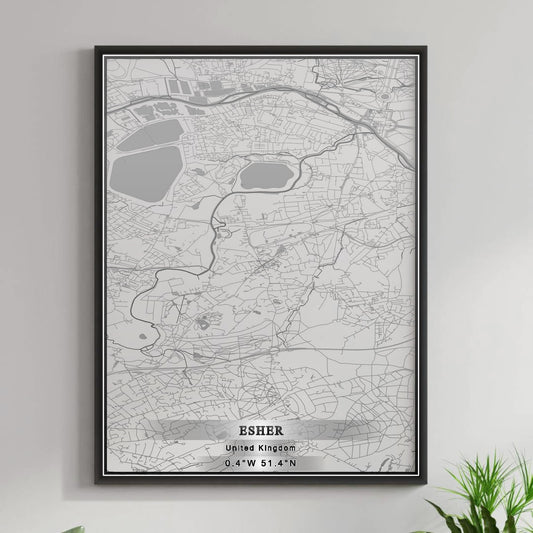 ROAD MAP OF ESHER, UNITED KINGDOM BY MAPBAKES