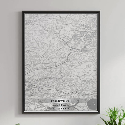 ROAD MAP OF FAILSWORTH, UNITED KINGDOM BY MAPBAKES