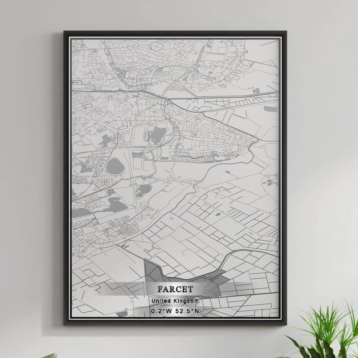 ROAD MAP OF FARCET, UNITED KINGDOM BY MAPBAKES