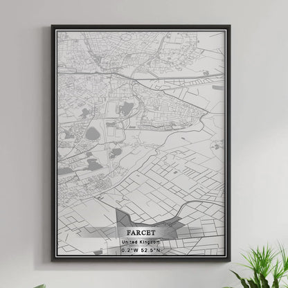 ROAD MAP OF FARCET, UNITED KINGDOM BY MAPBAKES