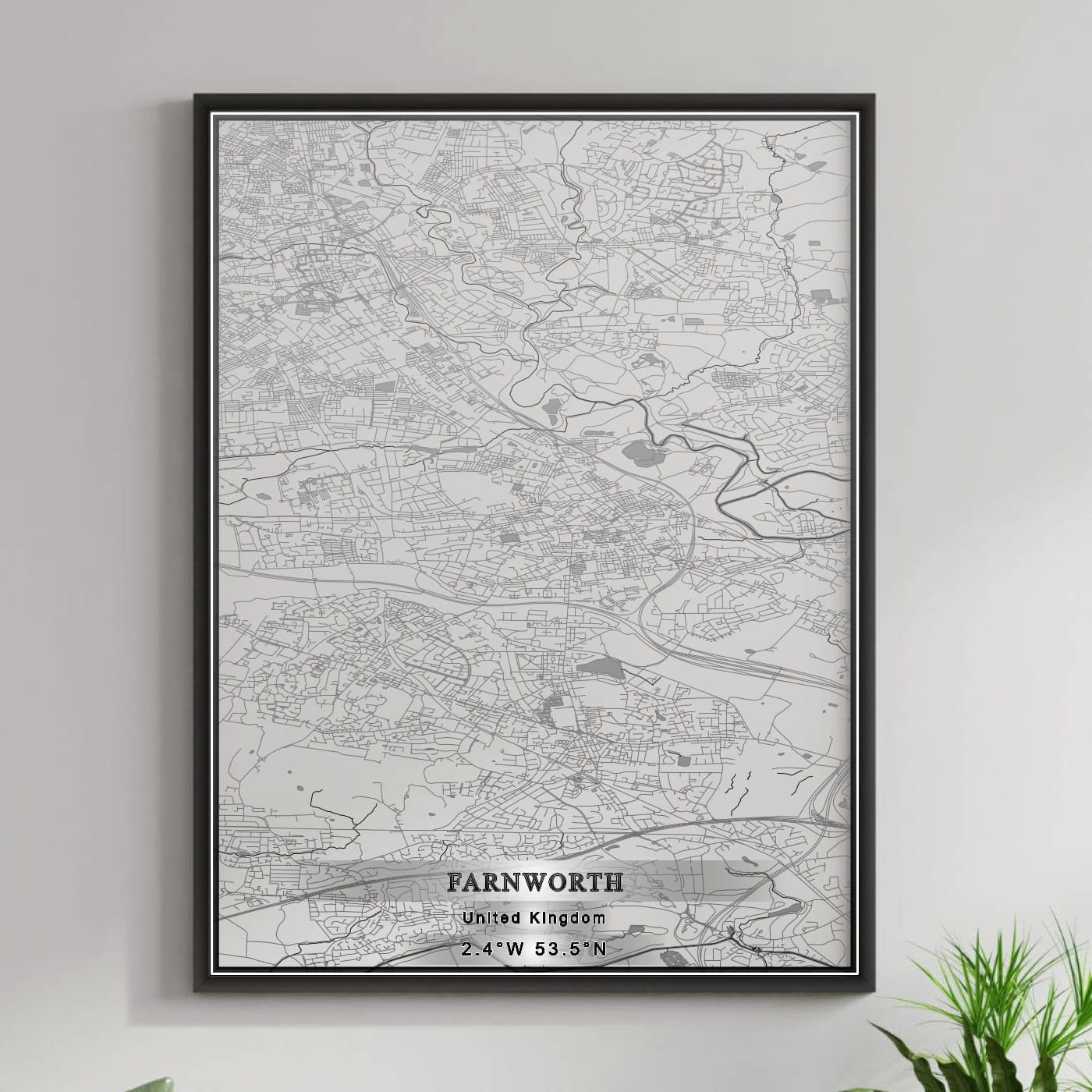 ROAD MAP OF FARNWORTH, UNITED KINGDOM BY MAPBAKES