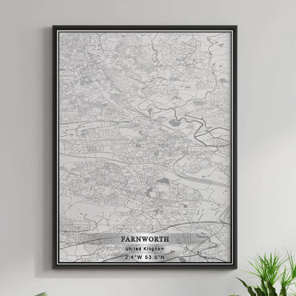 ROAD MAP OF FARNWORTH, UNITED KINGDOM BY MAPBAKES