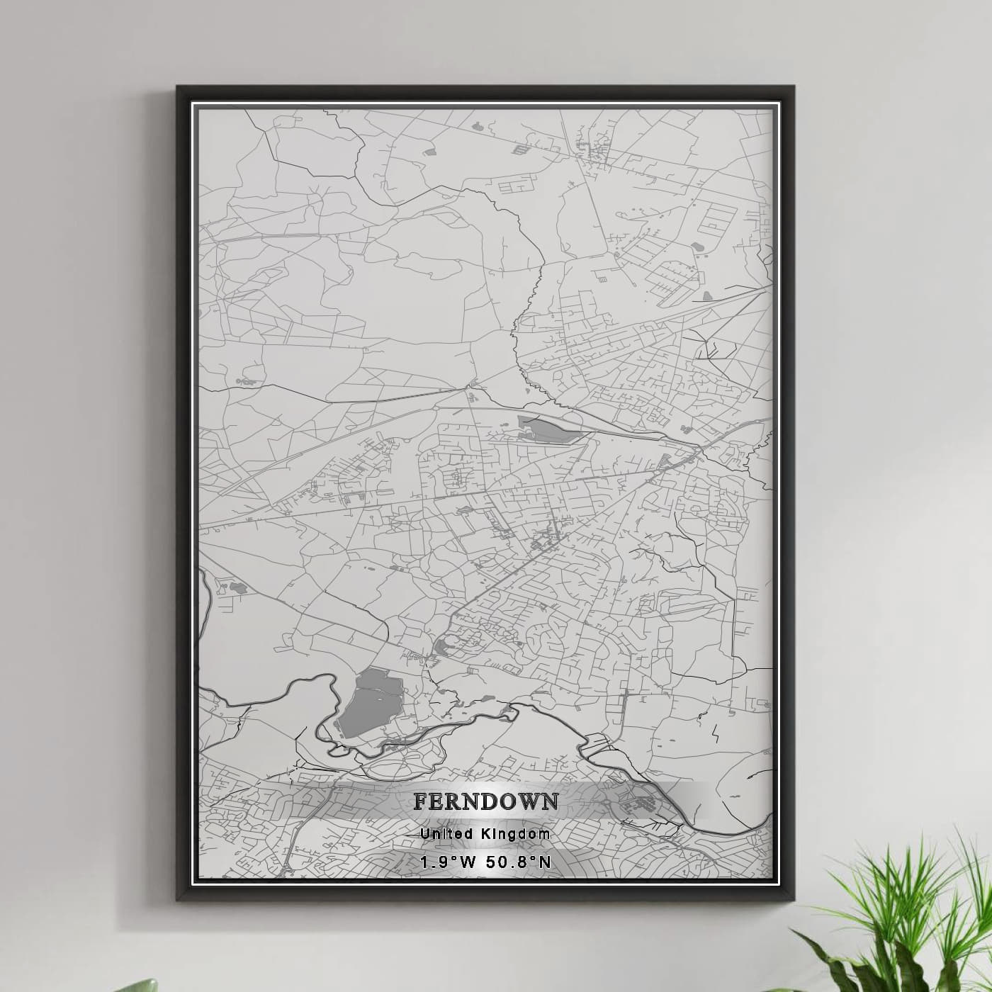 ROAD MAP OF FERNDOWN, UNITED KINGDOM BY MAPBAKES