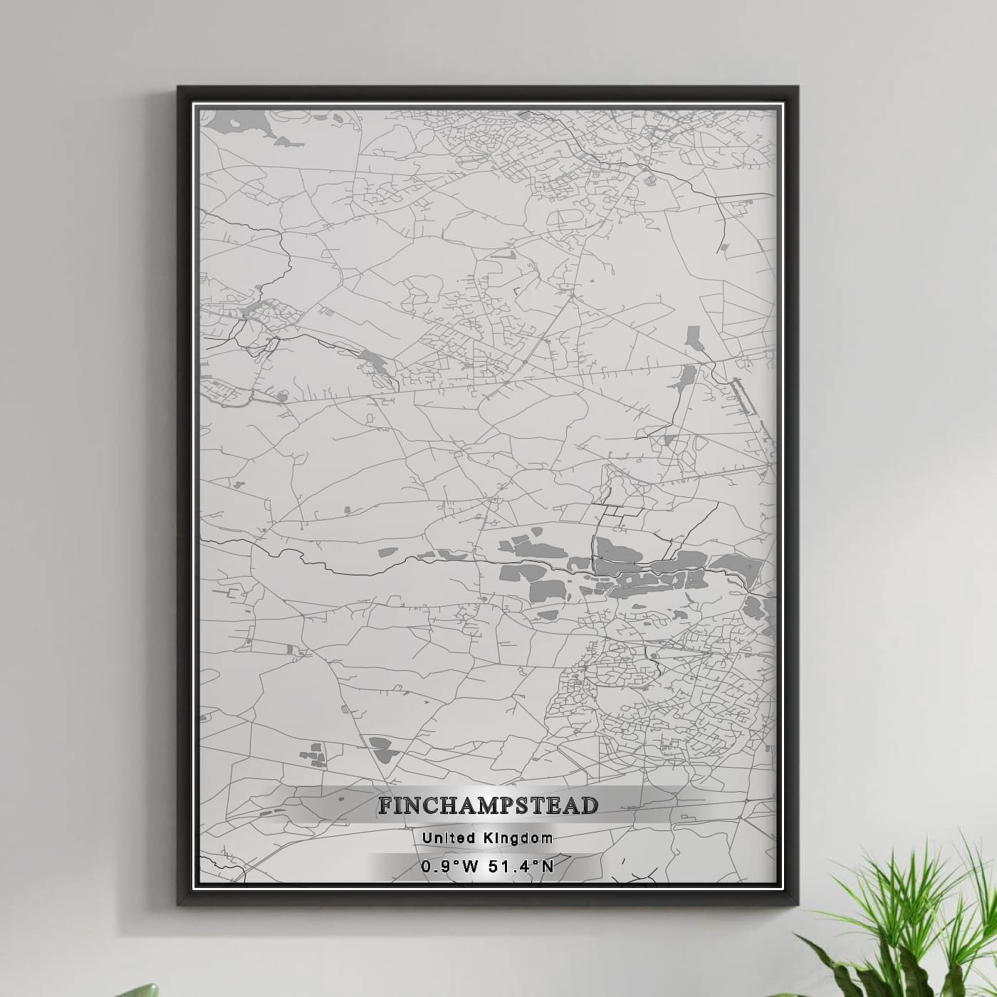 ROAD MAP OF FINCHAMPSTEAD, UNITED KINGDOM BY MAPBAKES