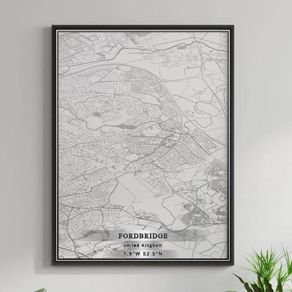 ROAD MAP OF FORDBRIDGE, UNITED KINGDOM BY MAPBAKES