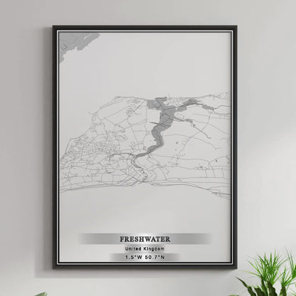 ROAD MAP OF FRESHWATER, UNITED KINGDOM BY MAPBAKES