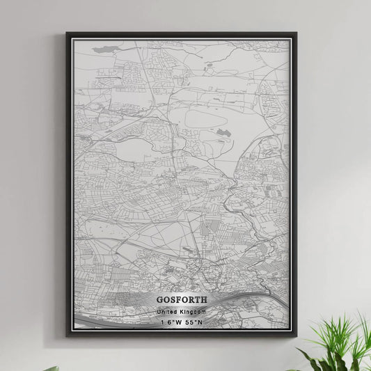 ROAD MAP OF GOSFORTH, UNITED KINGDOM BY MAPBAKES