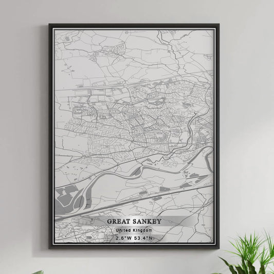 ROAD MAP OF GREAT SANKEY, UNITED KINGDOM BY MAPBAKES