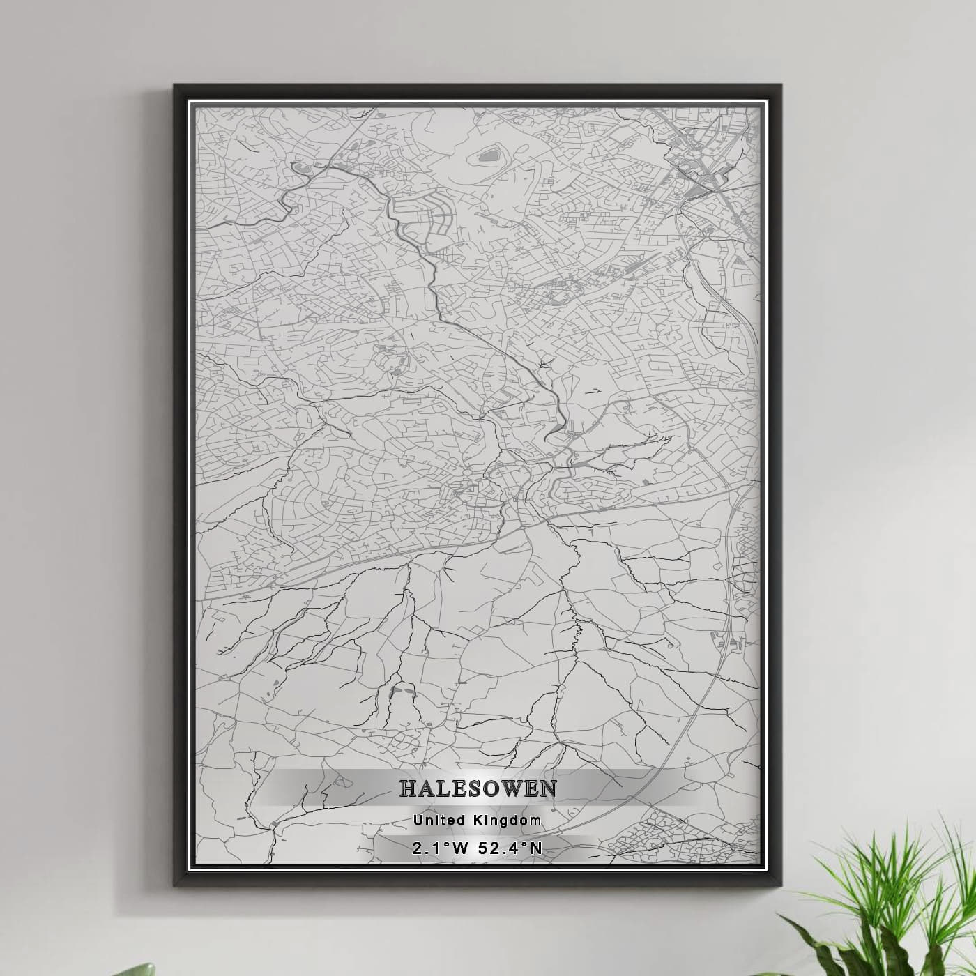 ROAD MAP OF HALESOWEN, UNITED KINGDOM BY MAPBAKES