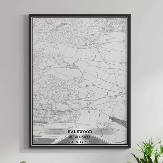 ROAD MAP OF HALEWOOD, UNITED KINGDOM BY MAPBAKES