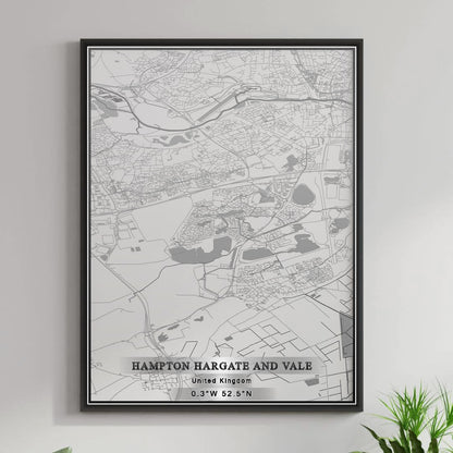 ROAD MAP OF HAMPTON HARGATE AND VALE, UNITED KINGDOM BY MAPBAKES