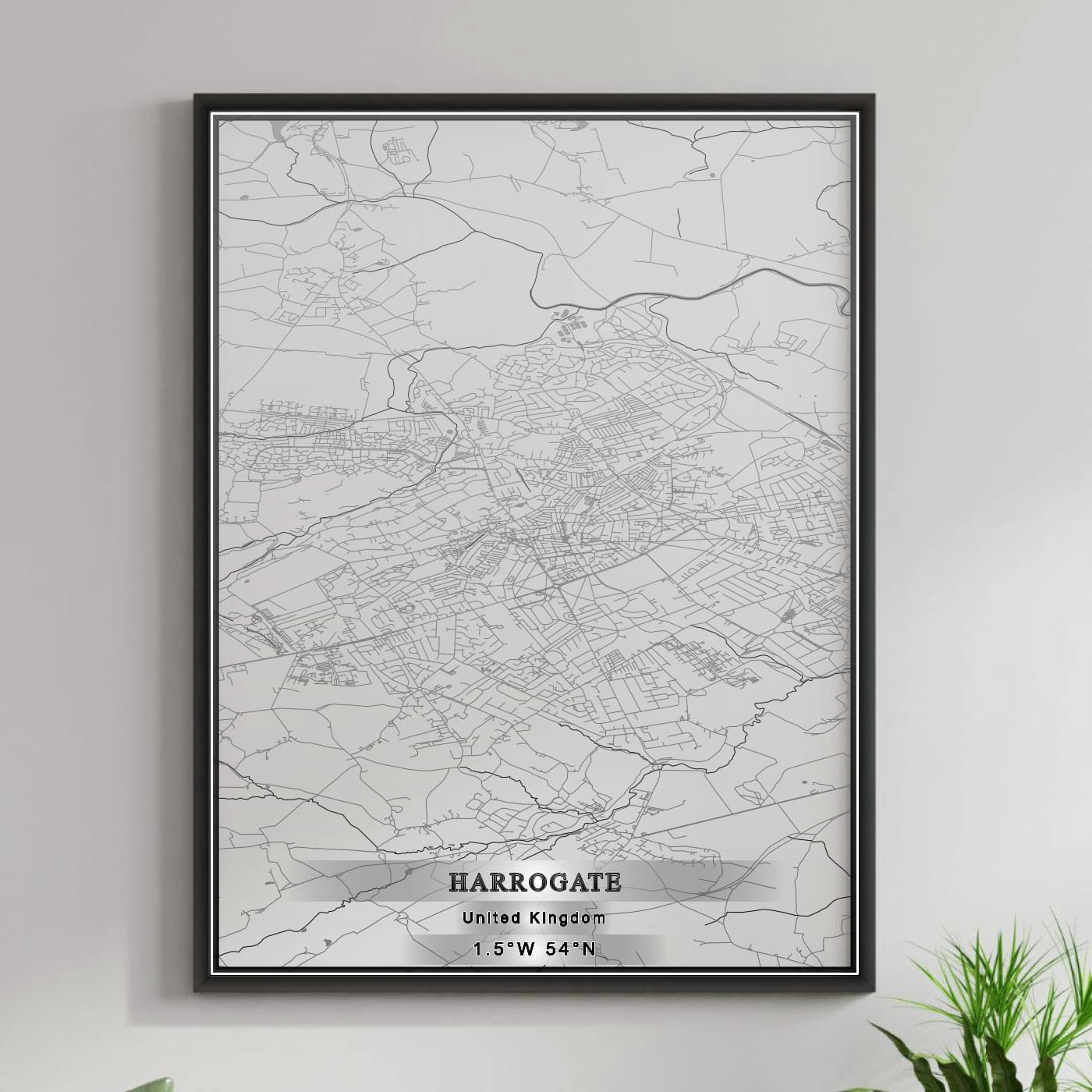 ROAD MAP OF HARROGATE, UNITED KINGDOM BY MAPBAKES