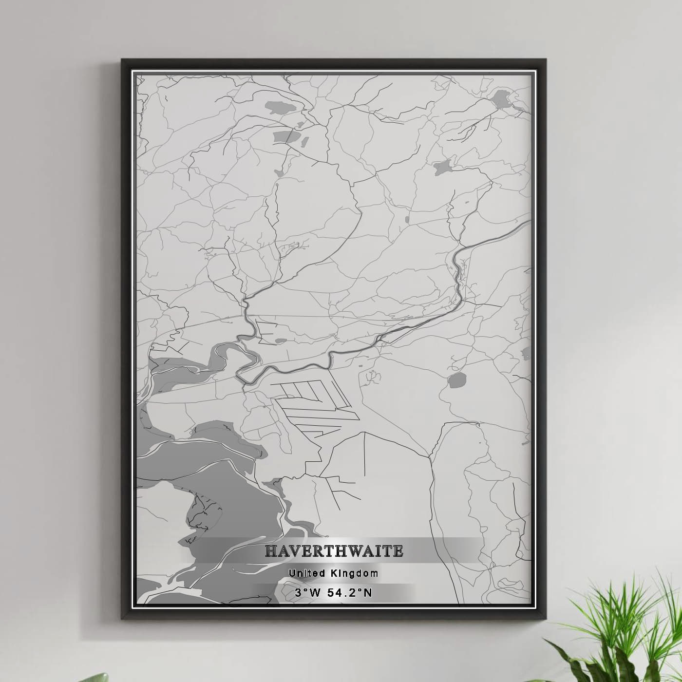 ROAD MAP OF HAVERTHWAITE, UNITED KINGDOM BY MAPBAKES