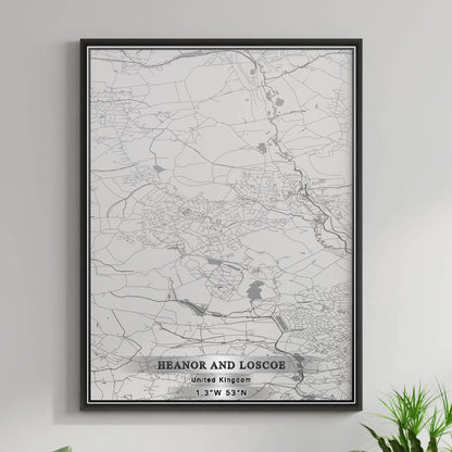 ROAD MAP OF HEANOR AND LOSCOE, UNITED KINGDOM BY MAPBAKES