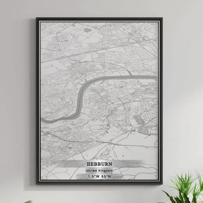 ROAD MAP OF HEBBURN, UNITED KINGDOM BY MAPBAKES