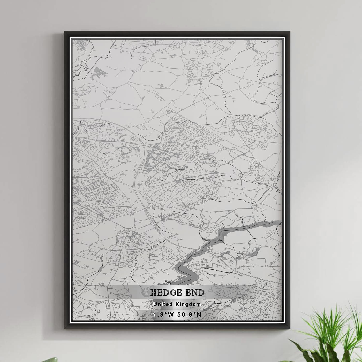 ROAD MAP OF HEDGE END, UNITED KINGDOM BY MAPBAKES