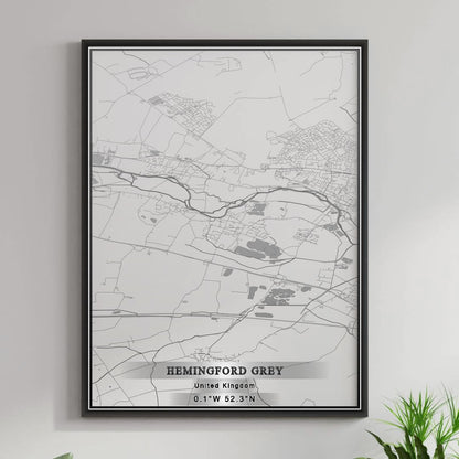 ROAD MAP OF HEMINGFORD GREY, UNITED KINGDOM BY MAPBAKES