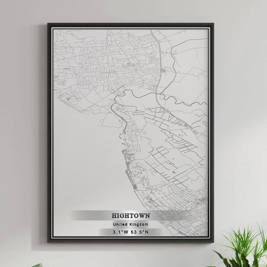 ROAD MAP OF HIGHTOWN, UNITED KINGDOM BY MAPBAKES