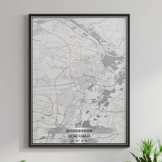 ROAD MAP OF HODDESDON, UNITED KINGDOM BY MAPBAKES