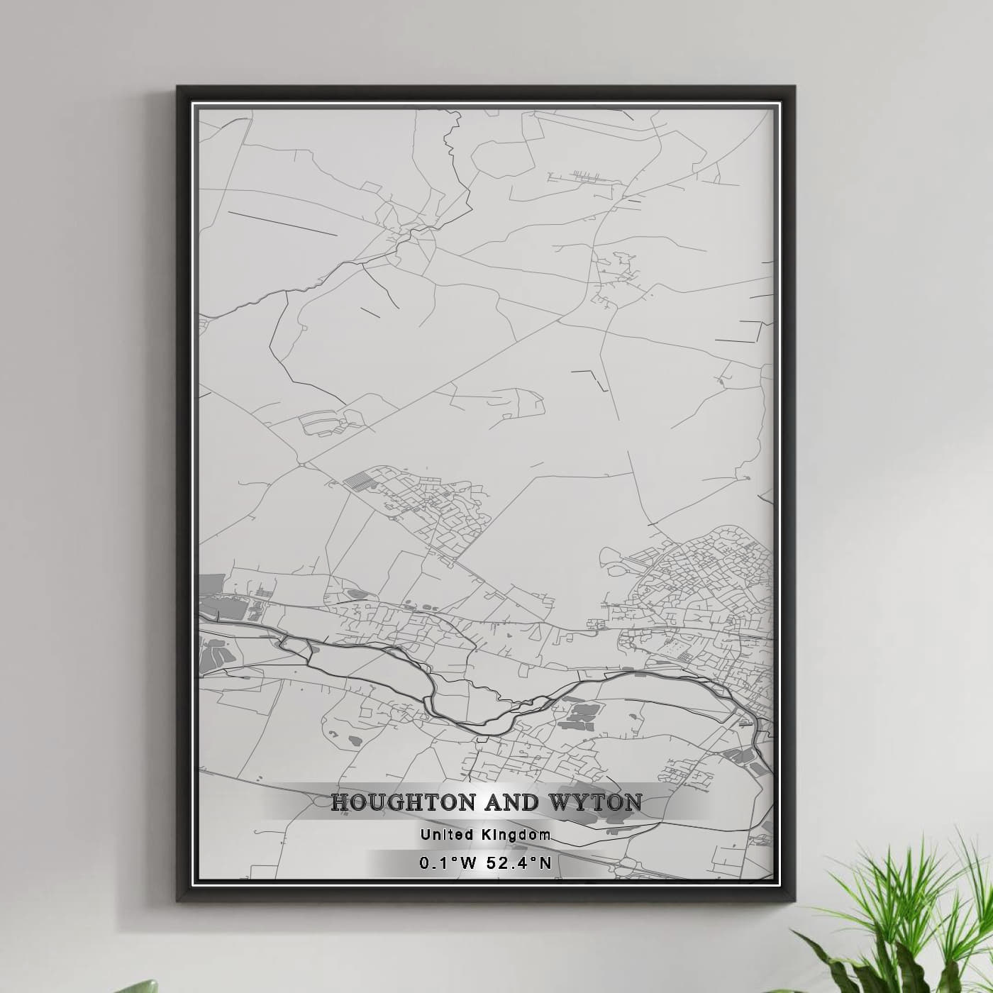 ROAD MAP OF HOUGHTON AND WYTON, UNITED KINGDOM BY MAPBAKES