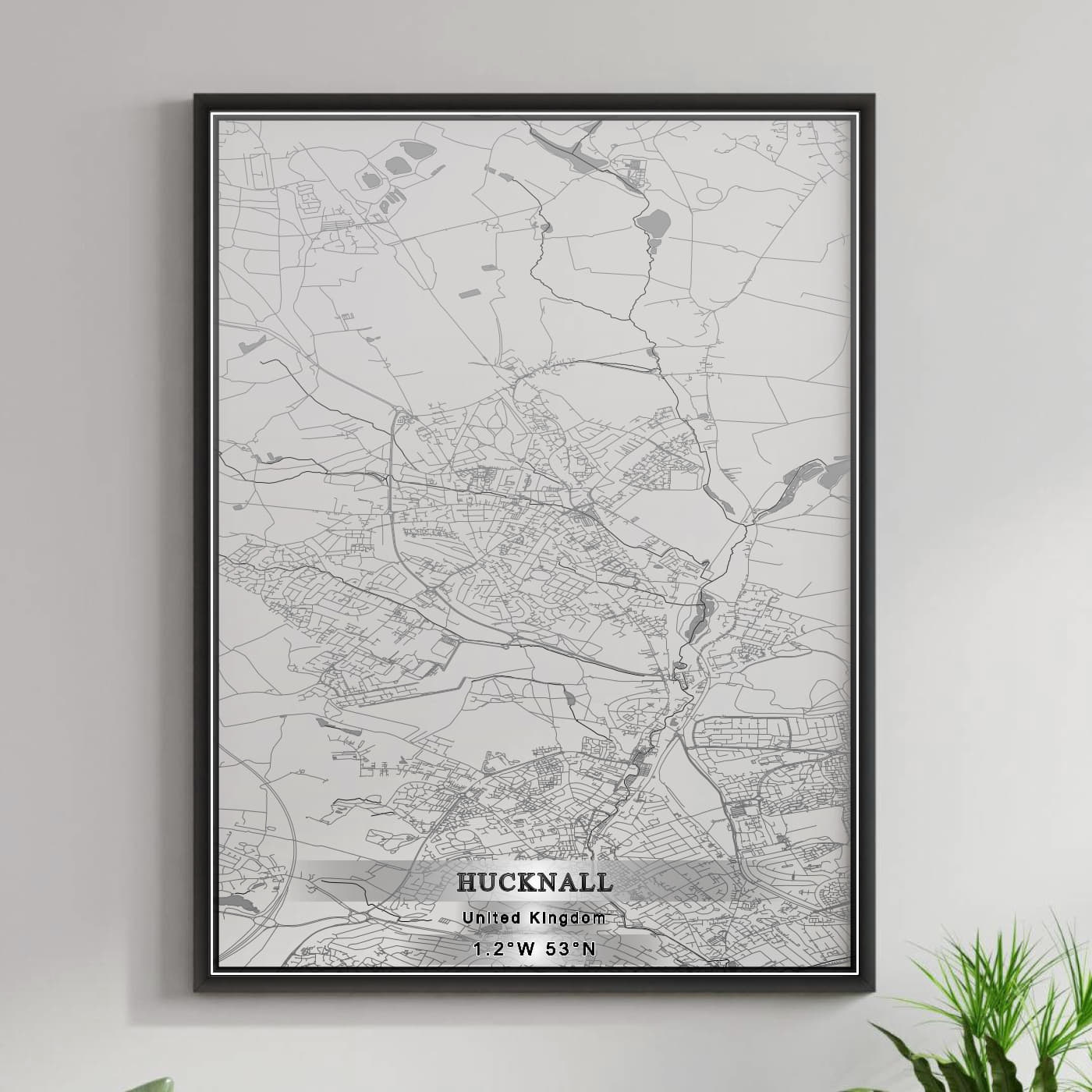 ROAD MAP OF HUCKNALL, UNITED KINGDOM BY MAPBAKES