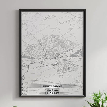 ROAD MAP OF HUNTINGDON, UNITED KINGDOM BY MAPBAKES