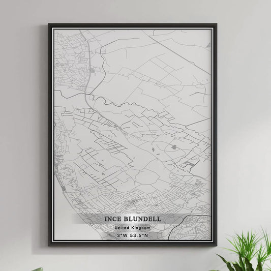 ROAD MAP OF INCE BLUNDELL, UNITED KINGDOM BY MAPBAKES