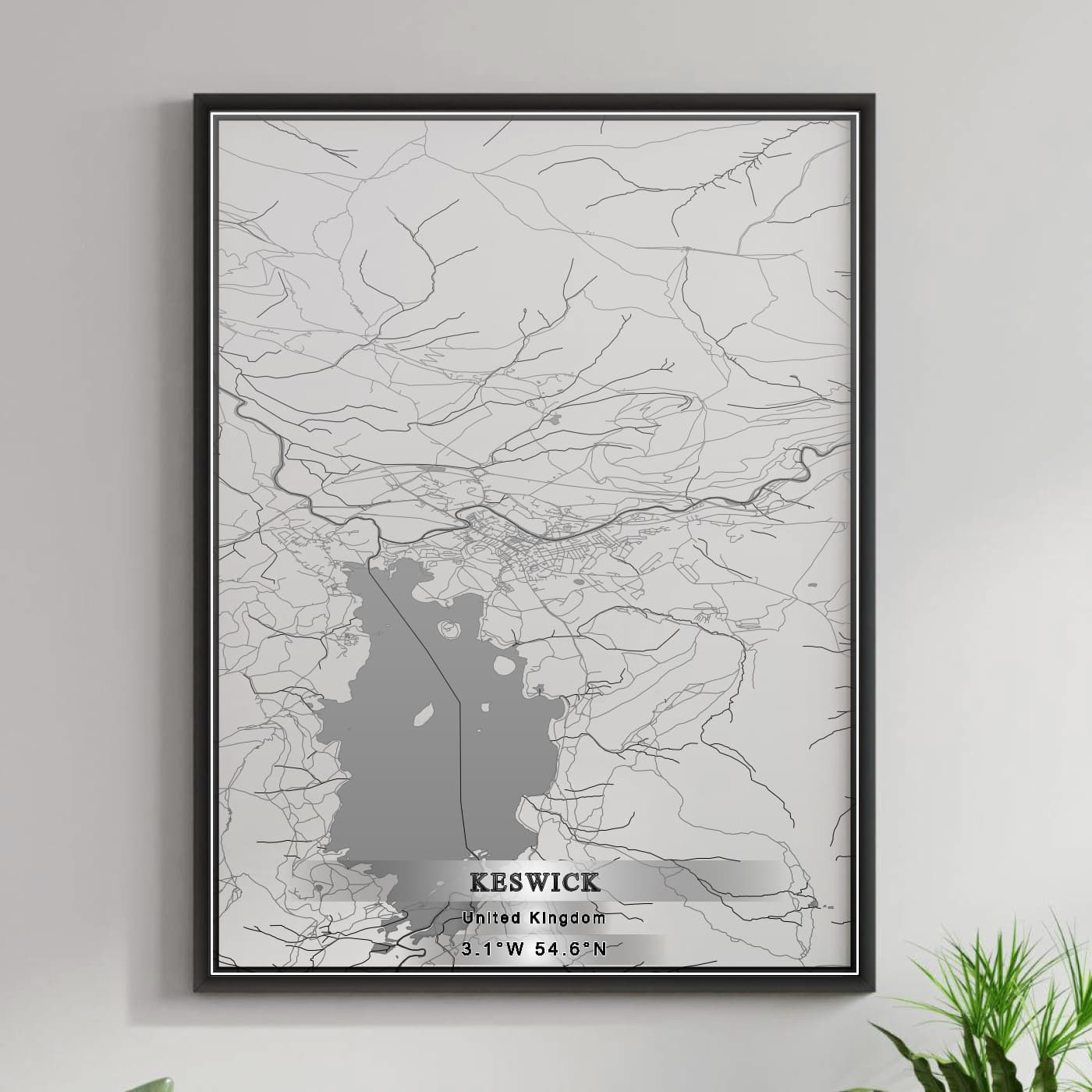 ROAD MAP OF KESWICK, UNITED KINGDOM BY MAPBAKES