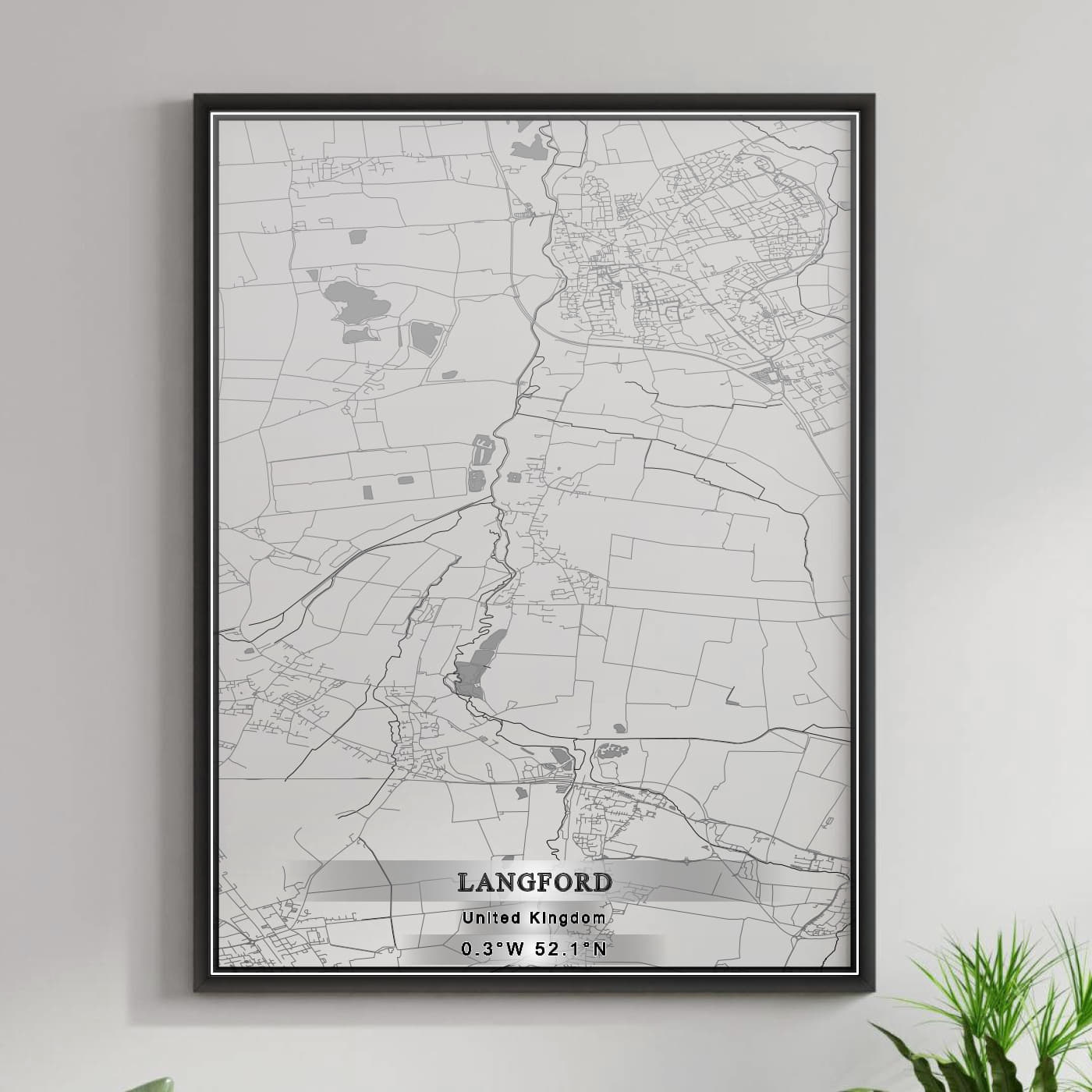 ROAD MAP OF LANGFORD, UNITED KINGDOM BY MAPBAKES