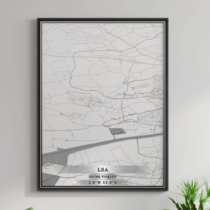 ROAD MAP OF LEA, UNITED KINGDOM BY MAPBAKES