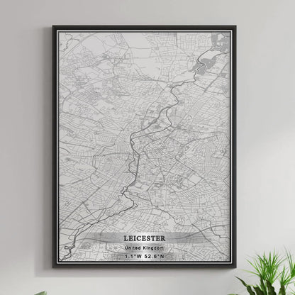 ROAD MAP OF LEICESTER, UNITED KINGDOM BY MAPBAKES